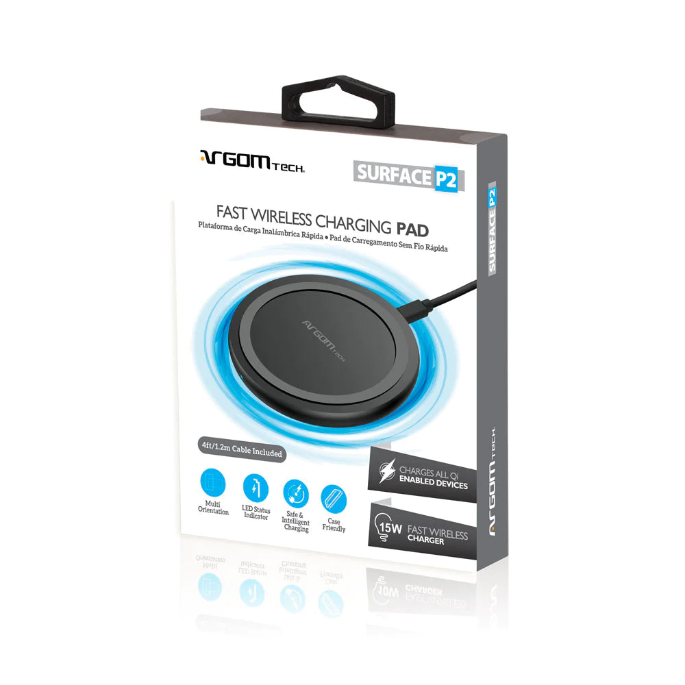 Cargador Inalámbrico Plataforma Carga Rápida 15 W Argomtech (+IVA)