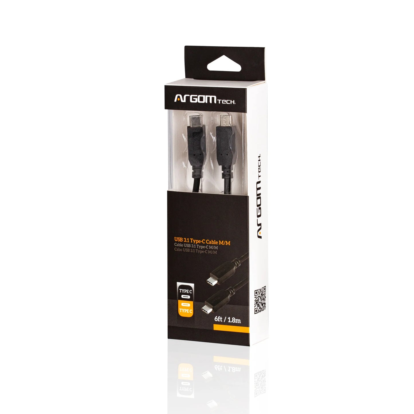 Cable Tipo C A C Negro 1,8m Usb 3.1 Carga Rápida Argom Tech (+IVA)