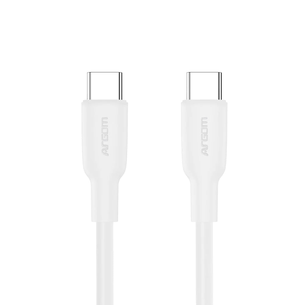 Cable Tipo C A Tipo C 65w Silicon Flexible 1.8mts Argomtech Blanco (+IVA)