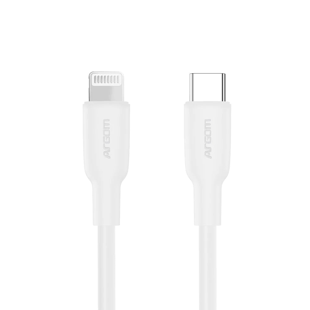 Cable Tipo C A Lightning 30w Silicon Flex 1.8mt Argomtech Blanco (+IVA)