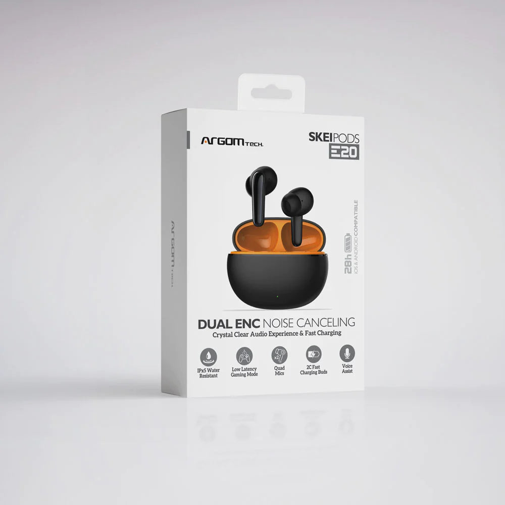 Audífonos Inalámbrico Bluetooth Argomtech Skeipods Enc E20 Negro (+IVA)