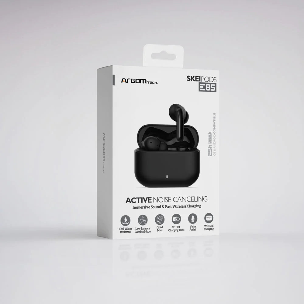 Audífonos Inalámbrico Bluetooth Argomtech Skeipods Anc E85 Negro (+IVA)