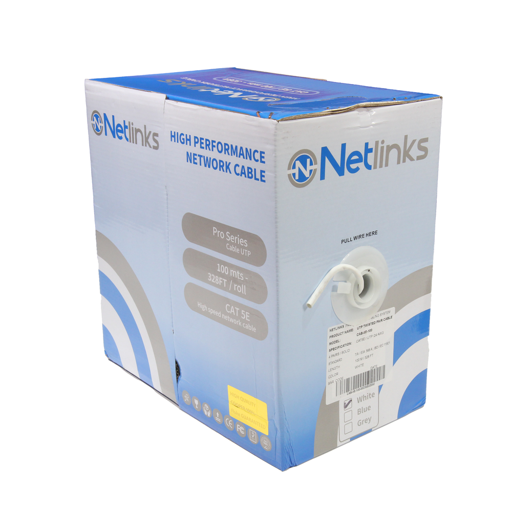 Cable Utp Cat 5e 100% Cobre 100 Mts Blanco Netlinks (+IVA)