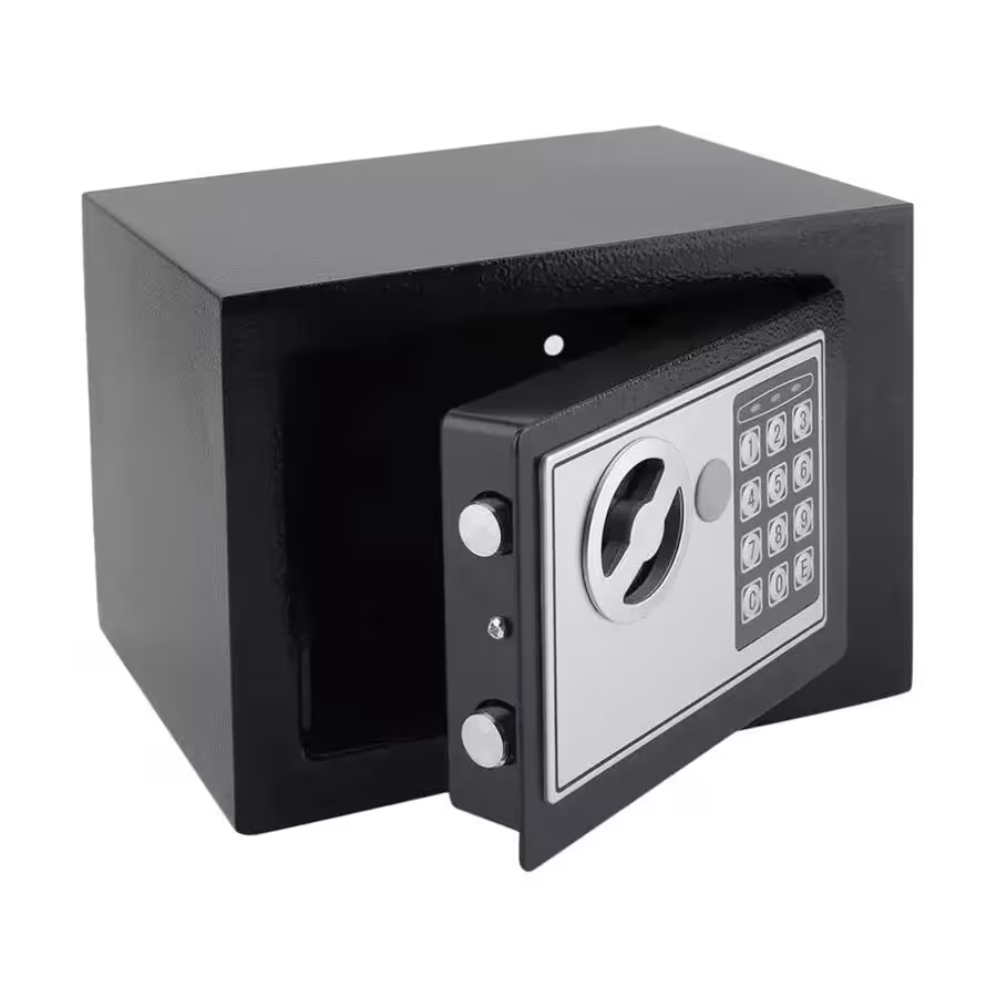 Caja Fuerte Digital con Combinación Electrónica Y Llaves de pared Negro
