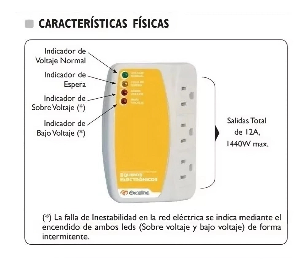 Protector De Voltaje Exceline Para Equipos Electrónicos 120v (+IVA)
