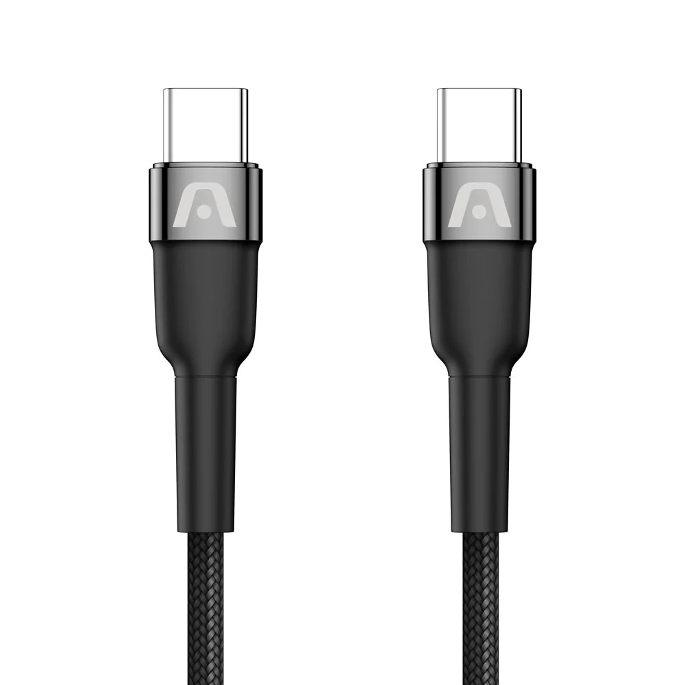 Cable Tipo C A C Nylon Trenzado Negro Carga rápida 65W Argom Tech 3 Metros (+IVA)
