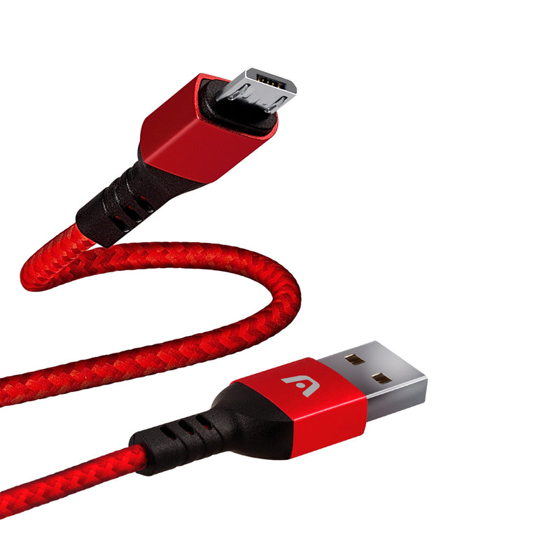 Cable Micro Usb De Nylon Rojo Argom Tech 1.8mts Carga Rápida