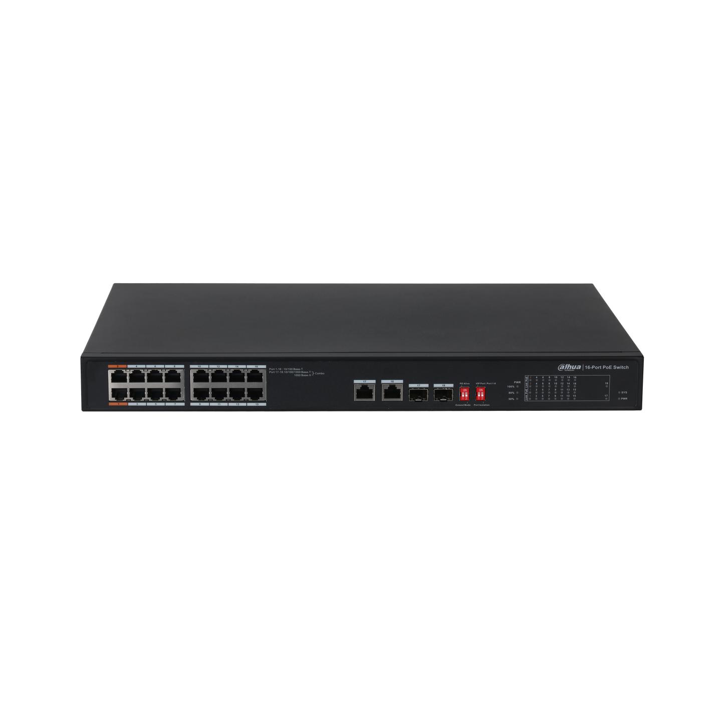 Switch 16 Puertos Dahua 10/100 Poe Rack Dh-pfs3218-16et-135 (+IVA)