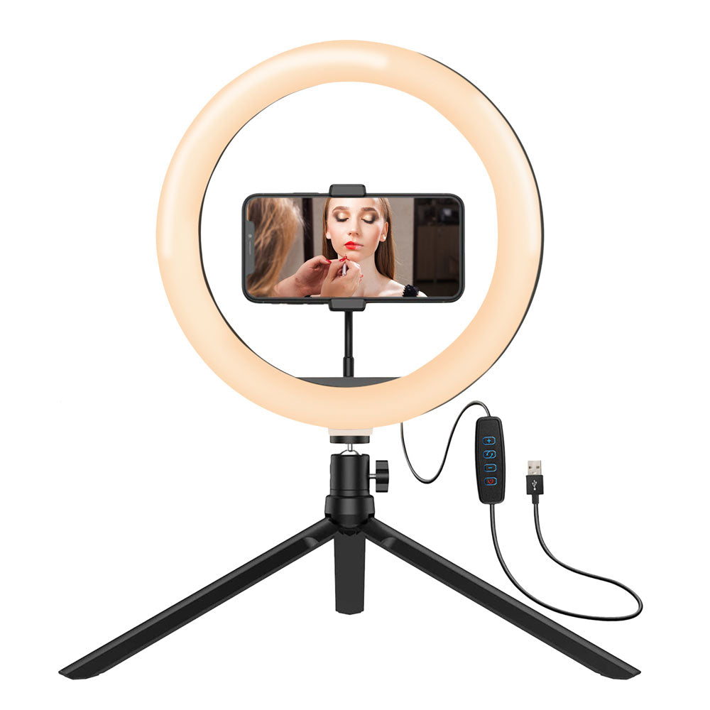 Aro de Luz Selfie 10 Pulgadas Tripode de Mesa Con Control