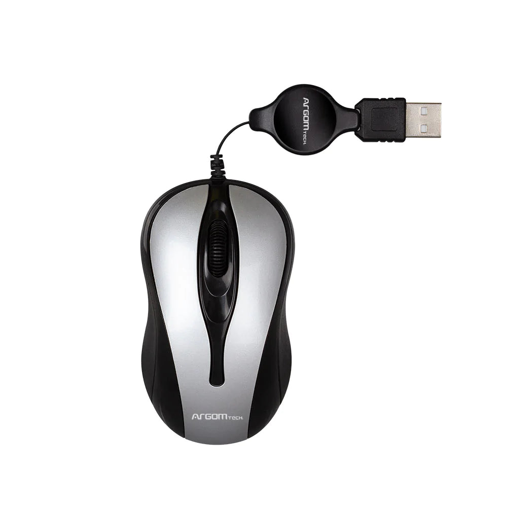 Mouse Óptico Cable Retráctil Argom Tech Gris (+IVA)