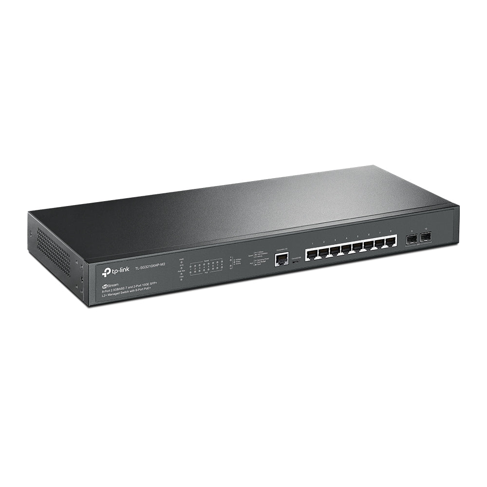 Switch OMADA L2+ JetStream 8 Puertos 2.5G BASE-T PoE+ 2 Puertos 10GE SFP+ | SG3210XHP-M2