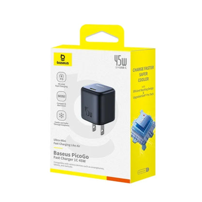 Cargador De Pared Baseus PicoGo Carga Rápida 1C 45W Negro