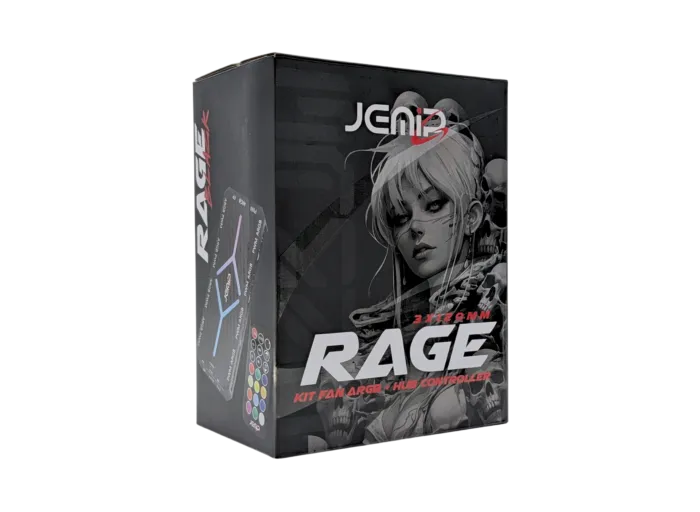 Fan Cooler Kit 3 en 1 Jemip Rage + Hub + Control Remoto 3x12cm (ARGB) Negro