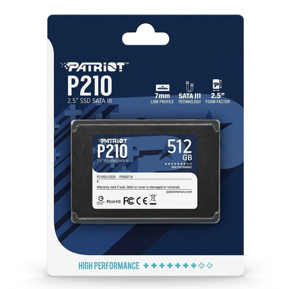 Disco Solido SSD Patriot 512GB 2.5" Pulgadas SATA 3 (P210S512G25)
