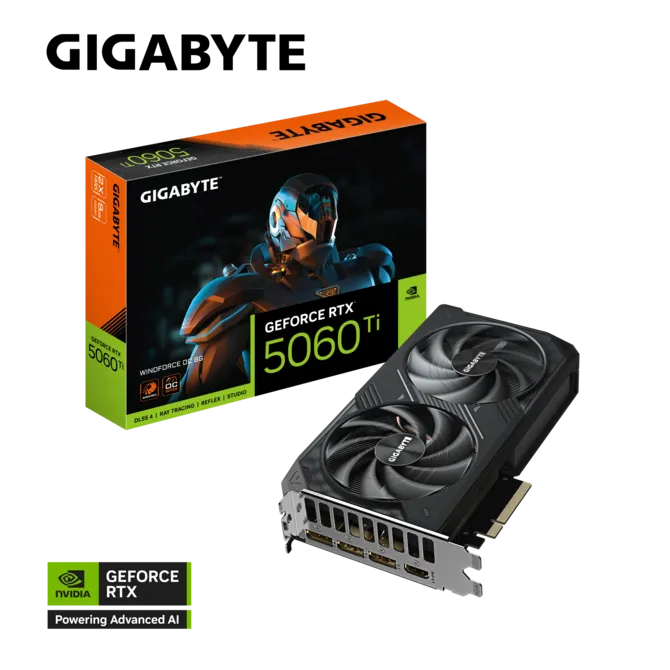 Tarjeta de Video Gigabyte NVIDIA RTX 5060Ti WindForce OC 8GB GDDR7
