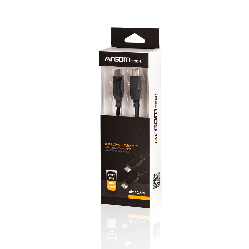 Cable Tipo C A C Negro 1,8m Usb 3.1 Carga Rápida Argom Tech (+IVA)