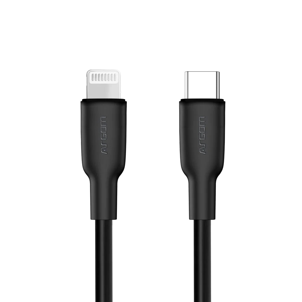 Cable Tipo C A Lightning 30w Silicon Flexible 1.8mts Argomtech Negro (+IVA)