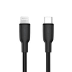 Cable Tipo C A Lightning 30w Silicon Flexible 1.8mts Argomtech Negro (+IVA)
