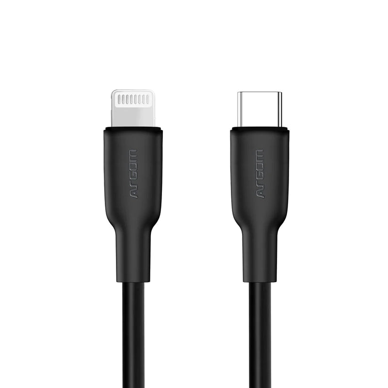 Cable Tipo C A Lightning 30w Silicon Flexible 1.8mts Argomtech Negro