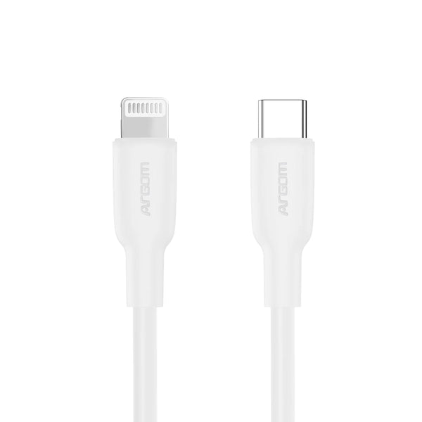 Cable Tipo C A Lightning 30w Silicon Flex 1.8mt Argomtech Blanco (+IVA)