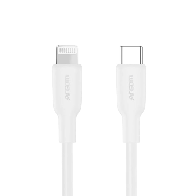 Cable Tipo C A Lightning 30w Silicon Flex 1.8mt Argomtech Blanco (+IVA)