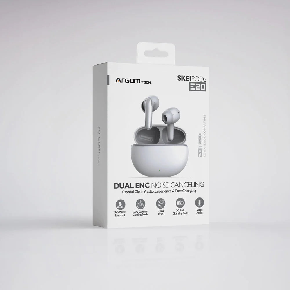Audífonos Inalámbrico Bluetooth Argomtech SkeiPod Enc E20 Blanco (+IVA)