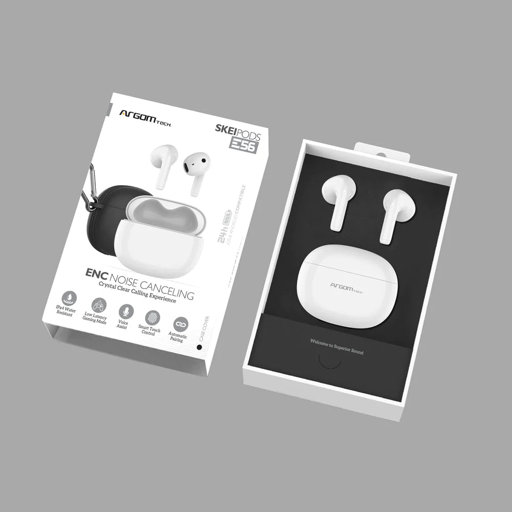 Audífonos Inalámbrico Bluetooth Argom Skeipods Enc E56 Negro (+IVA)
