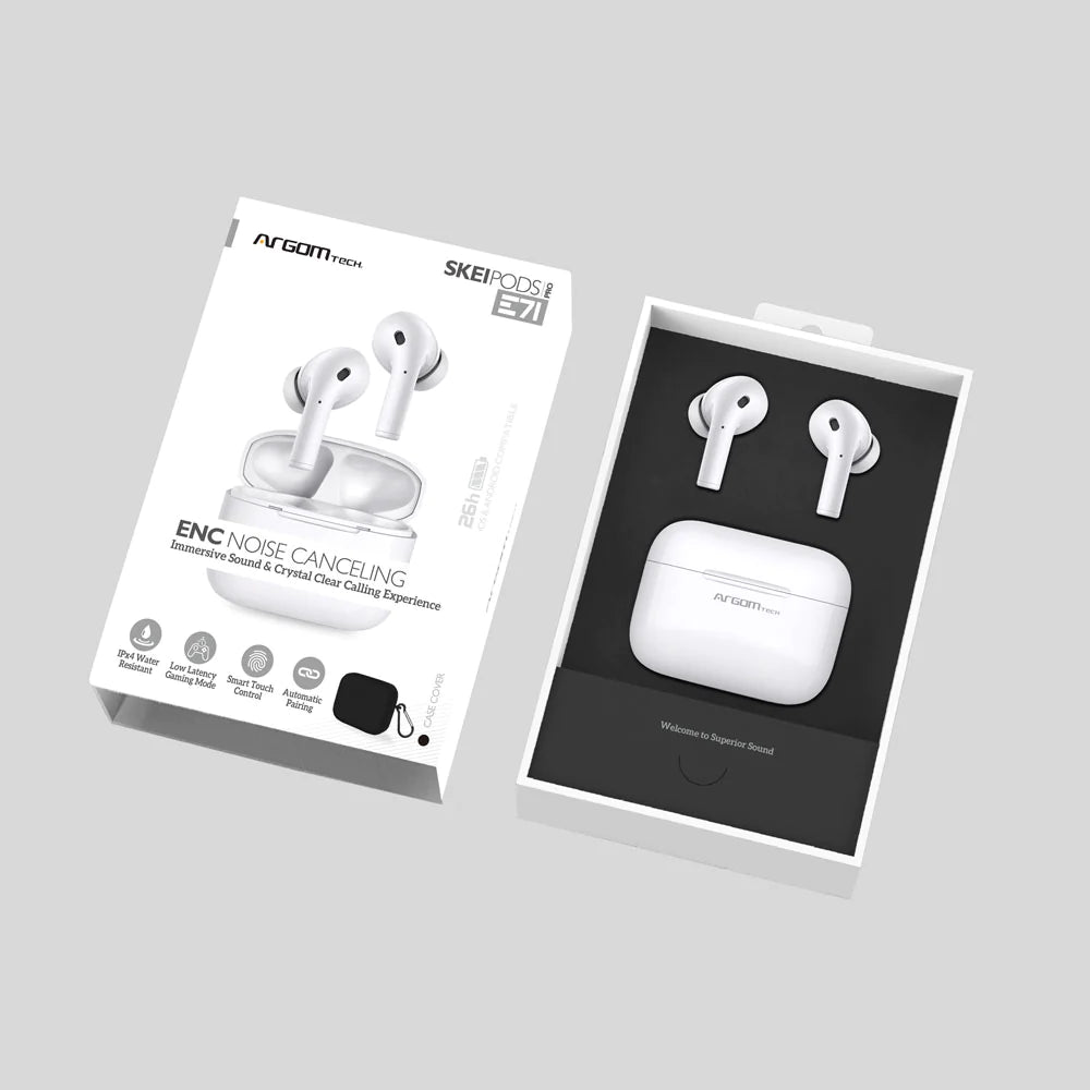 Audífonos Inalámbrico Bluetooth Argom Skeipods Enc E71 Negro (+IVA)