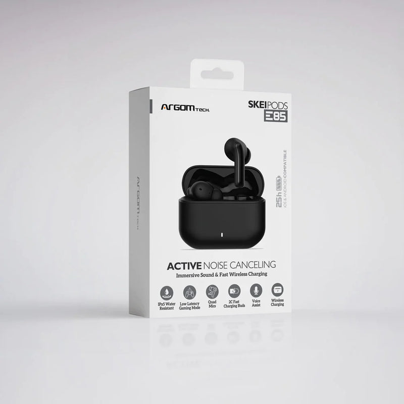 Audífonos Inalámbrico Bluetooth Argomtech Skeipods Anc E85 Negro