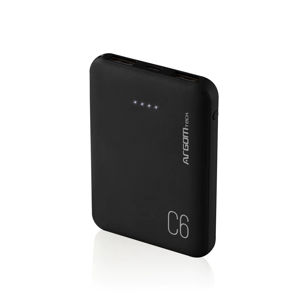 Cargador Power Bank Argom C6 Compact 6000 Mah Negro Portátil (+IVA)