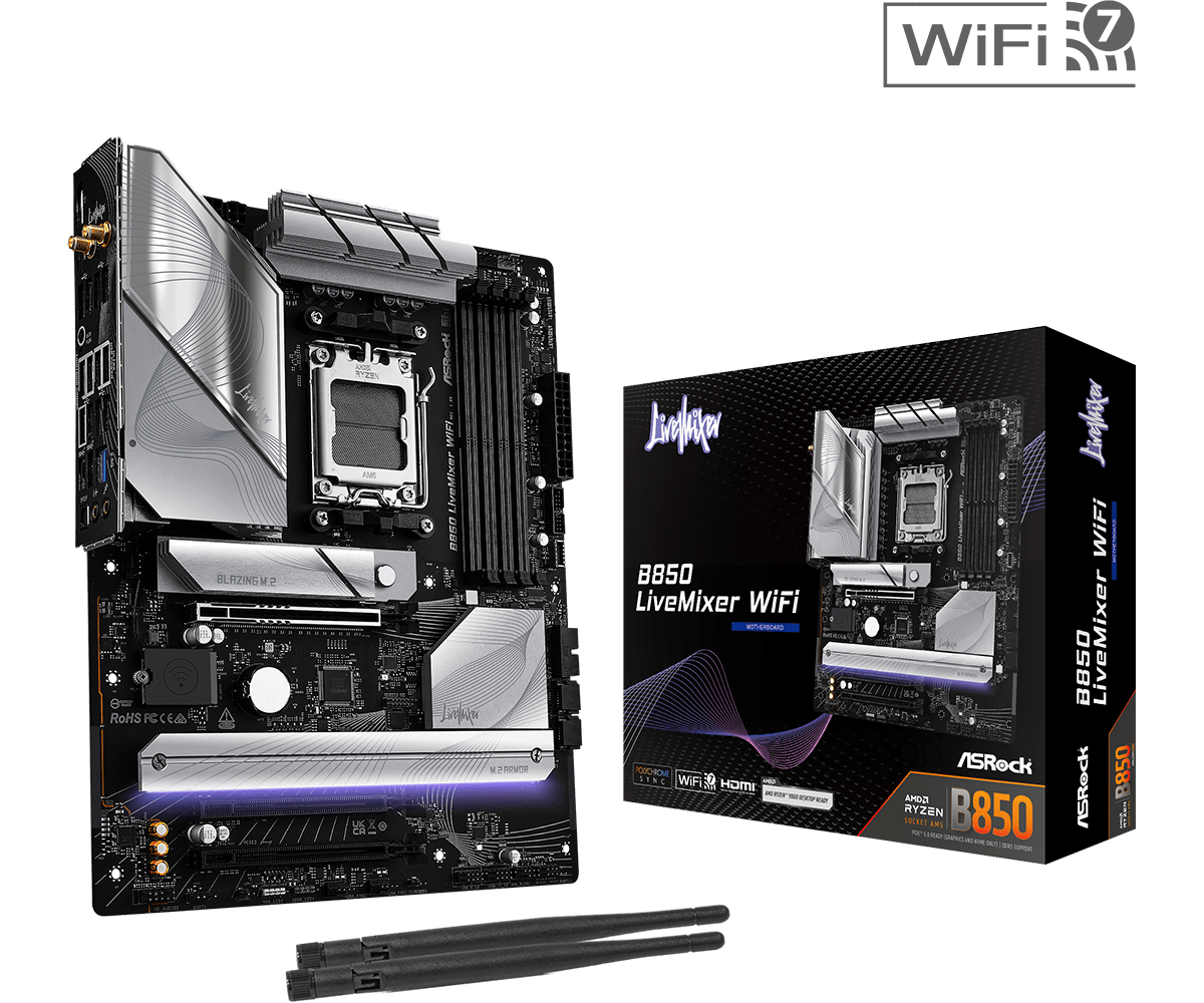 Tarjeta Madre ASRock B850 Livemixer WiFi 7 AM5 DDR5