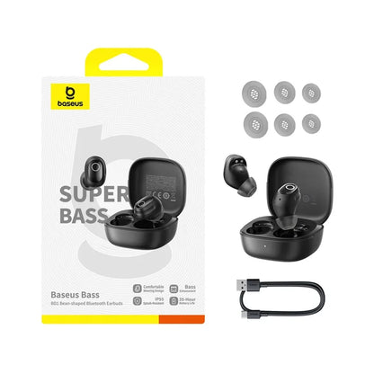 Audífonos Inalámbrico Baseus Bass BD1 Bean-Shaped Bluetooth 5.4 Negro