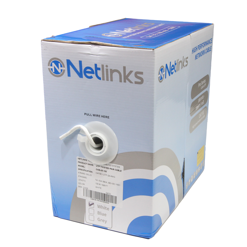 Cable Utp Cat 5e 100% Cobre 100 Mts Blanco Netlinks (+IVA)