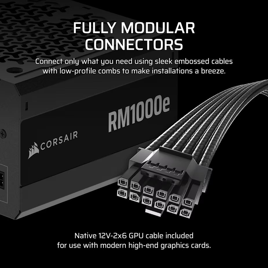 Fuente de Poder Corsair 1000W RM1000e Modular ATX 3.1 ( 80+ Platinum )