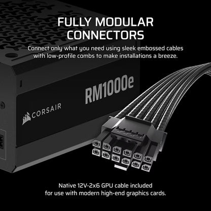 Fuente de Poder Corsair 1000W RM1000e Modular ATX 3.1 ( 80+ Platinum )