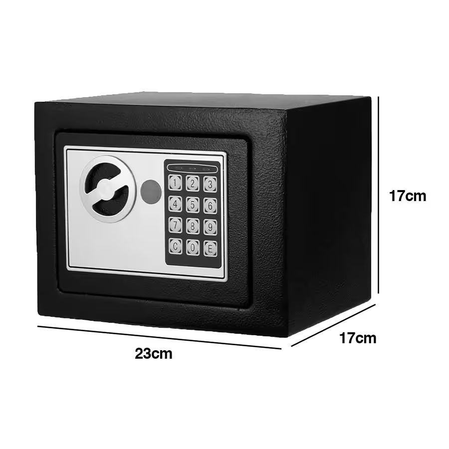 Caja Fuerte Digital con Combinación Electrónica Y Llaves de pared Negro