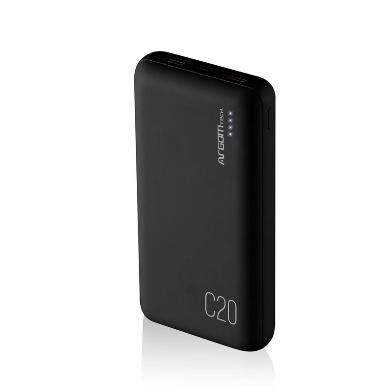 Cargador Power Bank Argom C20 20000 Mah Negro Portátil