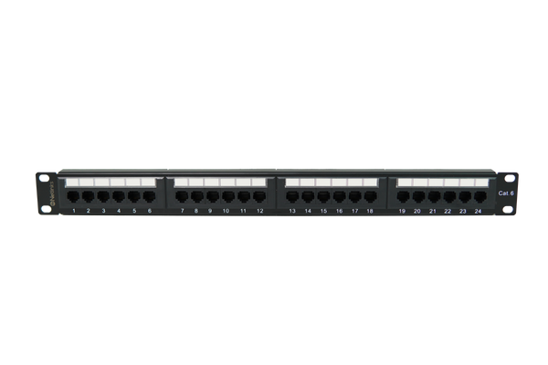 Patch Panel 24 Puertos Cat6 Rackeable Netlinks con soporte para cables (+IVA)
