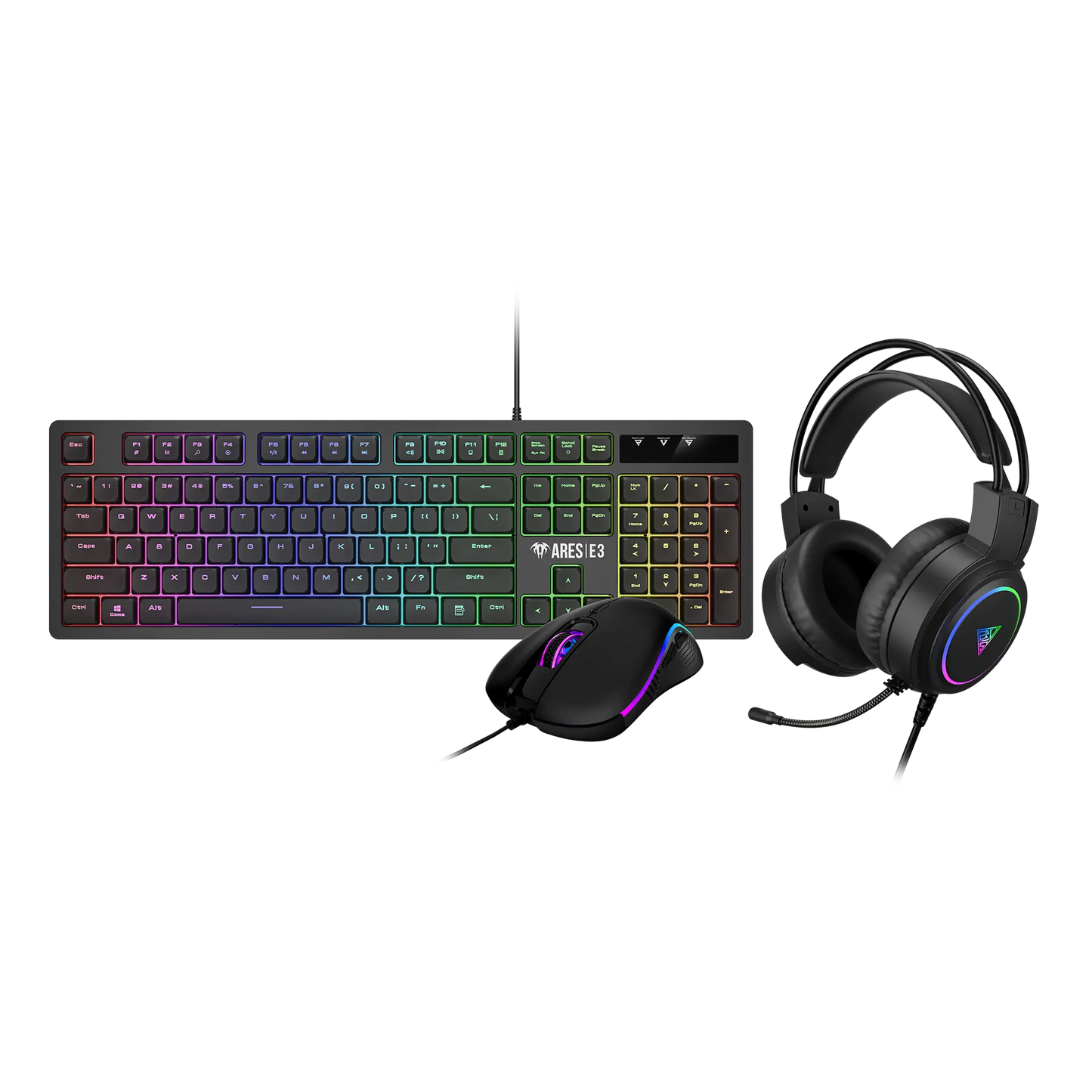 Combo 3 en 1 Teclado Mouse y Audífonos Poseidon E2 3600 DPI