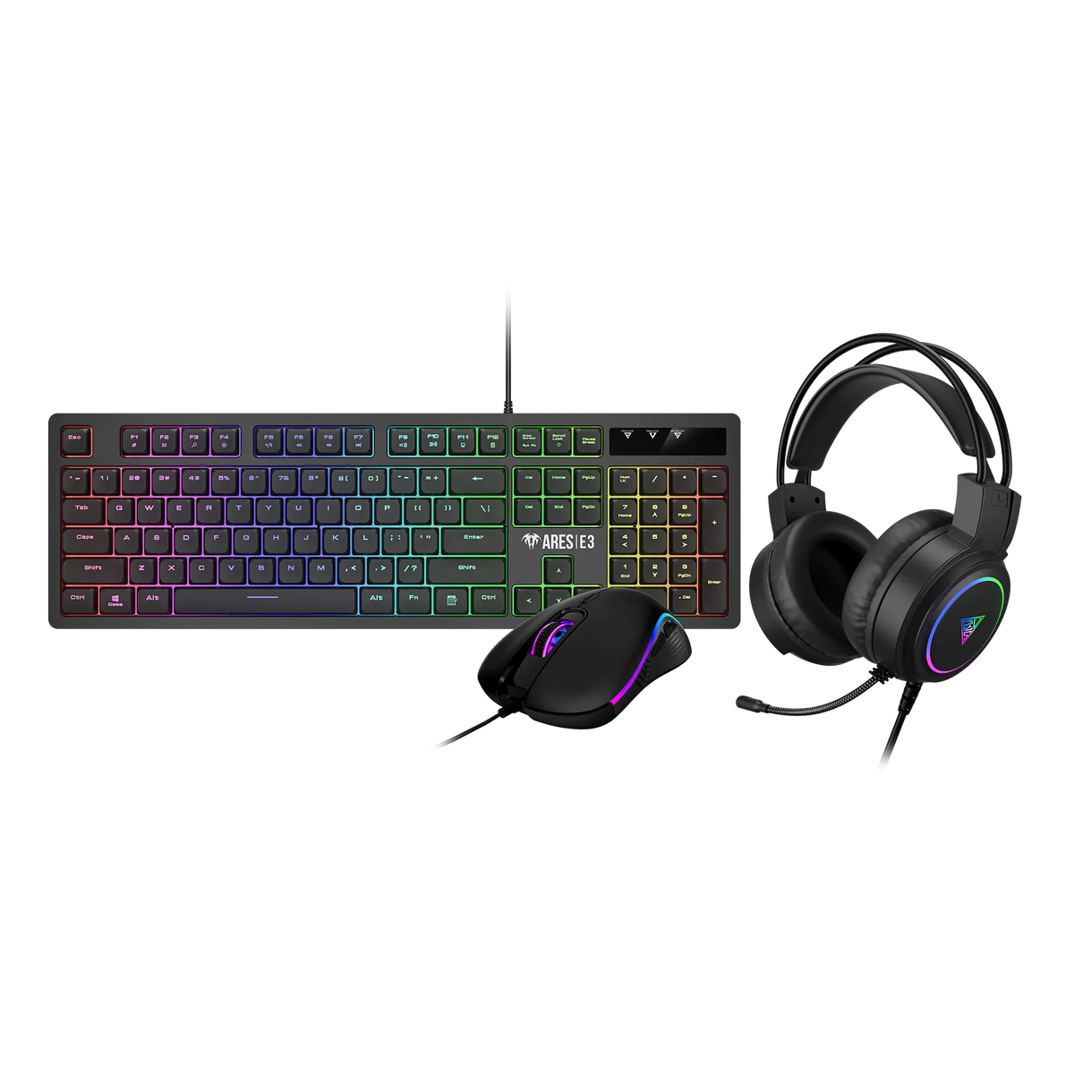 Combo 3 en 1 Teclado Mouse y Audífonos Poseidon E2 3600 DPI
