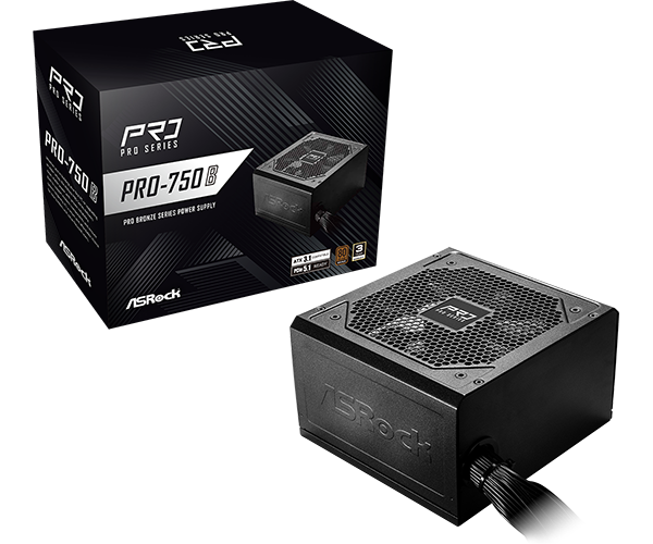 Fuente de Poder ASRock 750W Gaming Pro-750B 80+ Bronce ATX 3.1 Negro