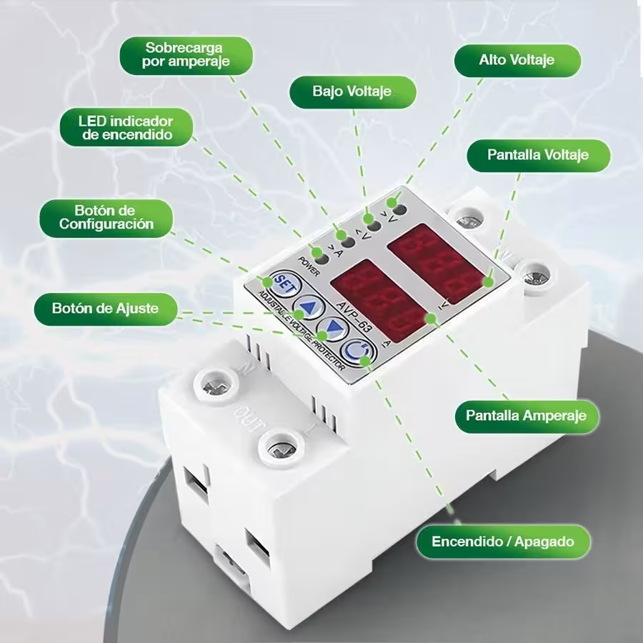 Protector De Voltaje Ajustable Digital 110v/60ah Sptline (+IVA)
