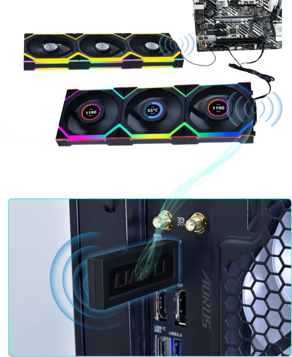 Fan Cooler Kit 3 En 1 LIAN LI UNI FAN SL (Con Pantalla LCD 120x3) ARGB Negro