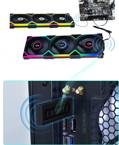 Fan Cooler Kit 3 En 1 LIAN LI UNI FAN SL (Con Pantalla LCD 120x3) ARGB Negro