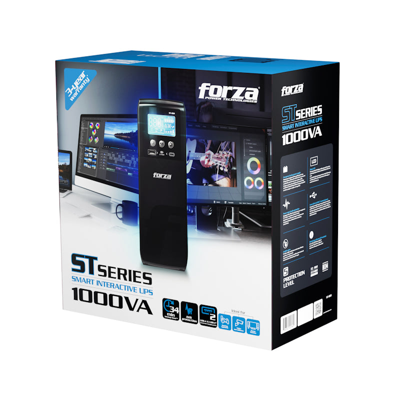 UPS 1000VA / 600W Forza Torre Smart Interactivo 10 tomas