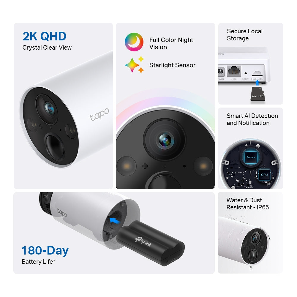 Kit 4 Cámara Seguridad Exterior Tp-link Tapo C420s2 Bateria (+IVA)