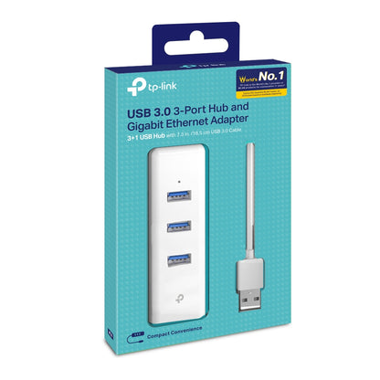 Adaptador USB 2 en 1 TP-LINK Hub 3 Puertos USB 3.0 y Ethernet Gigabit UE330
