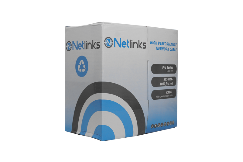Cable Utp Cat 6 Bobina 305mts 70% Cobre Netlinks Gris