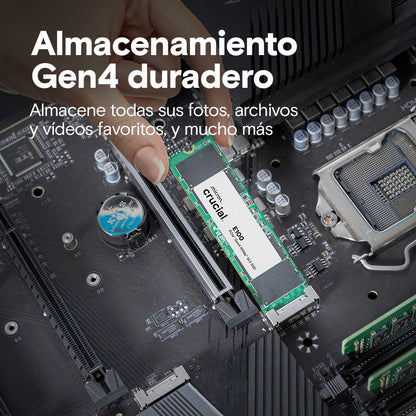 Disco Solido SSD 480 GB Crucial E100 NVMe PCIe 3.4 Gen4 M.2 2280
