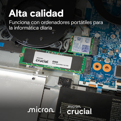 Disco Solido SSD 480 GB Crucial E100 NVMe PCIe 3.4 Gen4 M.2 2280